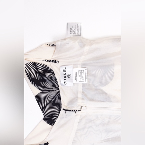 Chanel White Floral Logo Silk Dress - Picture 6 of 7